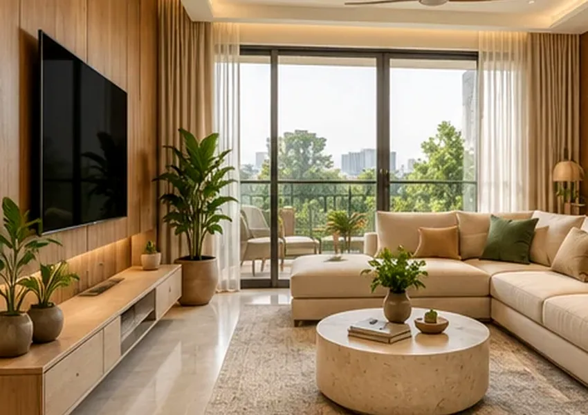 Ivory & Walnut interior design concept, Living Room