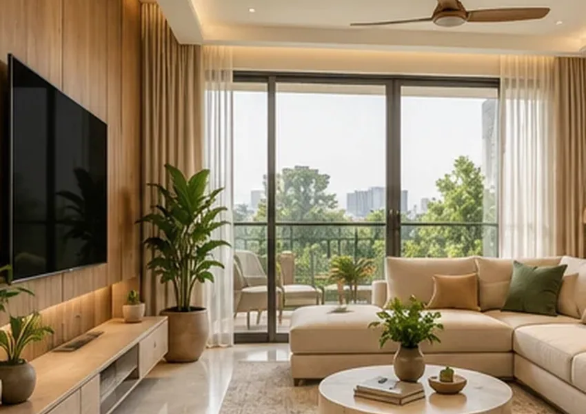 Biophilic Family Room interior design concept, Living Room