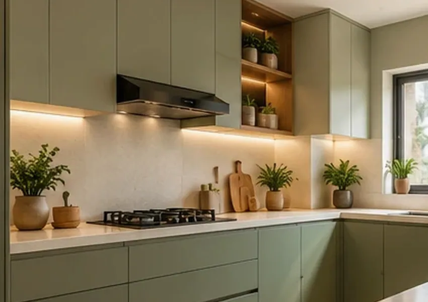Natural Finish Kitchen interior design concept, Kitchen