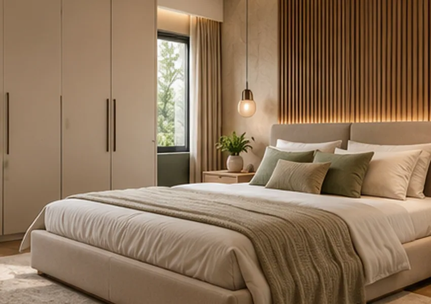 Warm Neutral Suite interior design concept, Bedroom