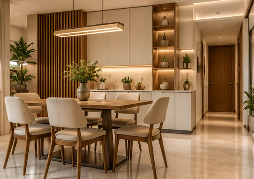 Wood & Linen Dining interior design concept, Dining