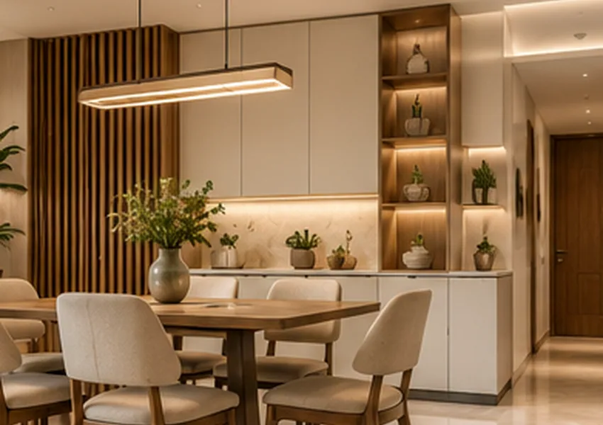 Warm-Tone Dining Hall interior design concept, Dining