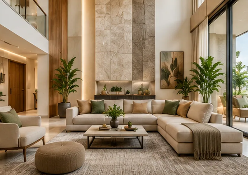 Contemporary Villa Living interior design concept, Villa