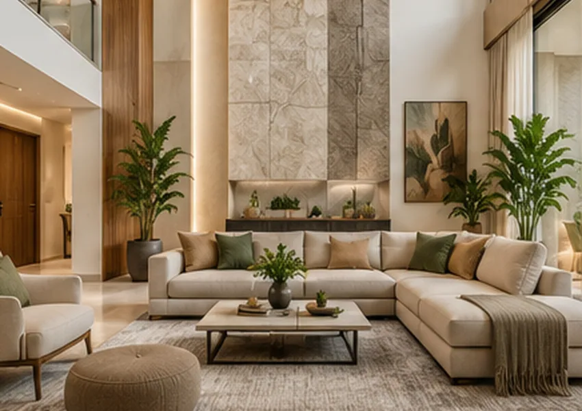 Statement Family Hall interior design concept, Villa